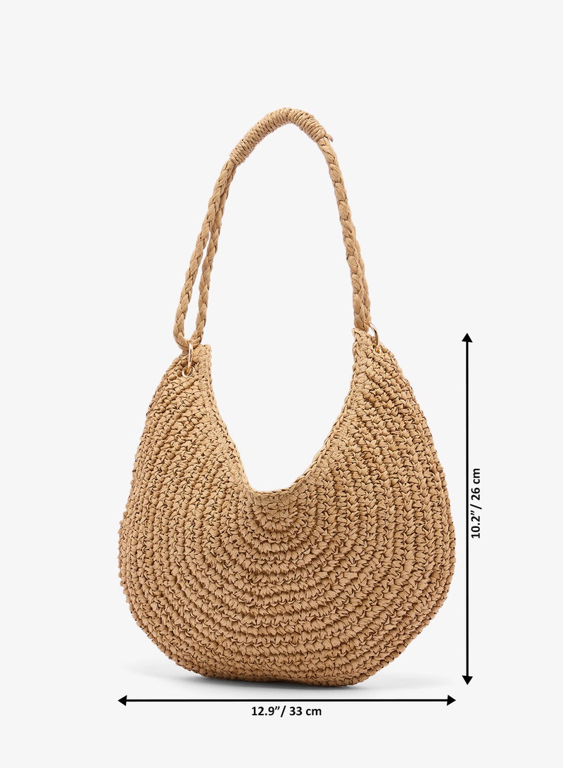 جلاموروس حقيبة شاطئ هلال كبيرة من الرافيا - Image 5